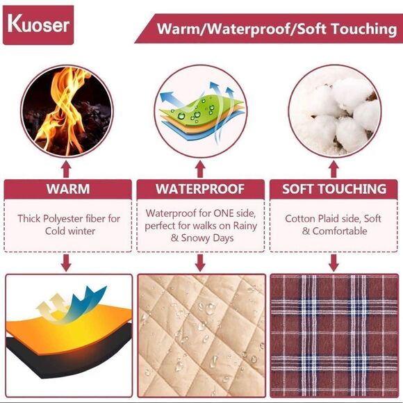 NWT Kuoser Reversible Plaid Dog Jacket Sz M - Picture 10 of 12